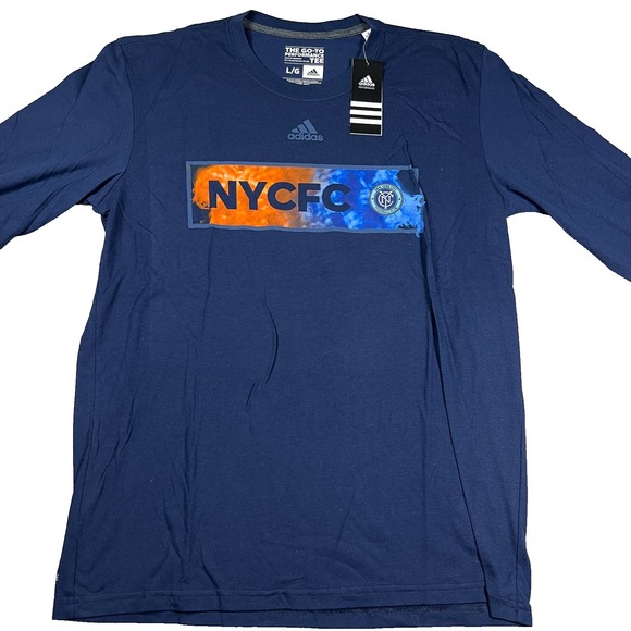 adidas Other - Adidas Mens Large Blue Crew Neck Pullover Long Sleeve NYCFC Performance Tee‎ NWT